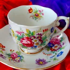 Fine Bone Roslyn Gold Gilded Cup & Saucer